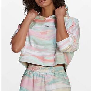 adidas Pastel Marble Crop Hoodie